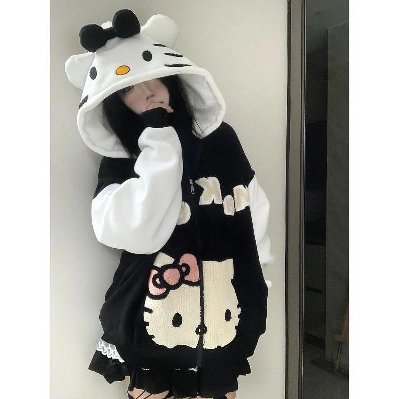 2023 Autumn Sanrio Y2K Hello Kitty Women‘S Autumn Clothes Hooded Sweatshirt Zipper Jacket Ins Anime Kawaii Fashion Loose Girls