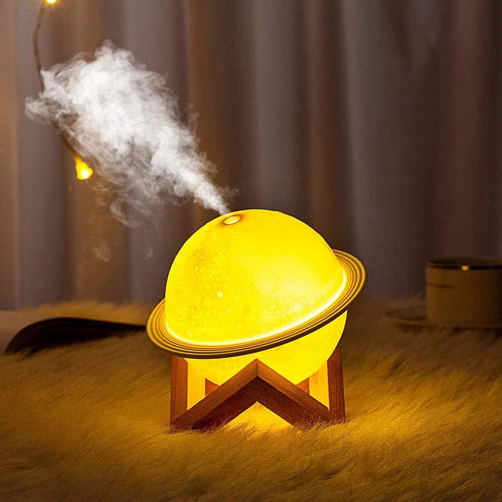 3D Moon Lamp Humidifier, 2 in 1 LED Night Light & Humidifier for Home with Stand, 200ML